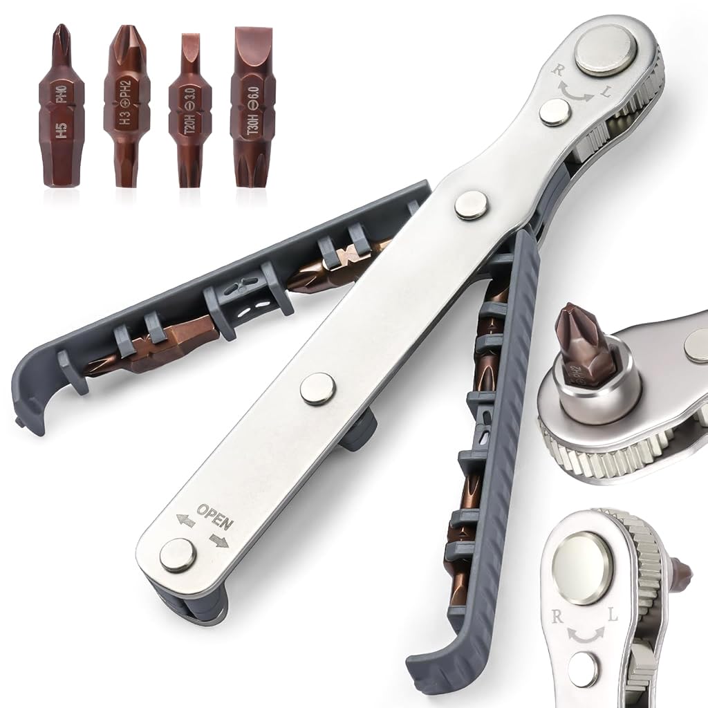 Serplex Handy Ratchet Wrench Set 1/4 Inch Drive Ratchet Wrench with 4 Screwdriver Bits High Torque Reversible Ratchet Wrench with with Phillips, Slotted, Hex, Torx for Tight Spaces Serplex Handy Ratchet Wrench Set 1/4 Inch Drive Ratchet Wrench with 4 Screwdriver Bits High Torque Reversible Ratchet Wrench with with Phillips, Slotted, Hex, Torx for Tight Spaces
